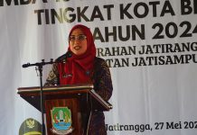 Kunci Penilaian 5 Lomba 10 Program Pokok PKK Tingkat Kota Bekasi Ketika Pj. Ketua TP PKK Kota Bekasi, Yolla Kusuma Gani menyampaikan sambutannya
