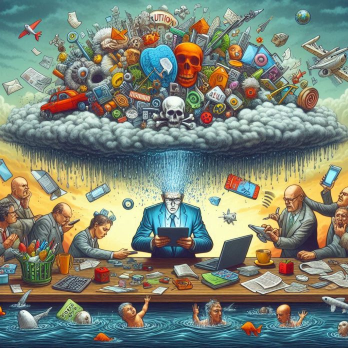 Ilustrasi kecanduan informasi yang tidak bermanfaat Ilustrasi kecanduan informasi yang tidak bermanfaat
