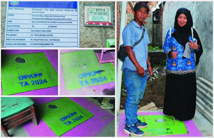 dok. Foto - Hasil pembangunan septic tank yang sudah terpasang pada beberapa rumah penerima manfaat dan Papan kegiatan saat proses pembangunan dilakukan